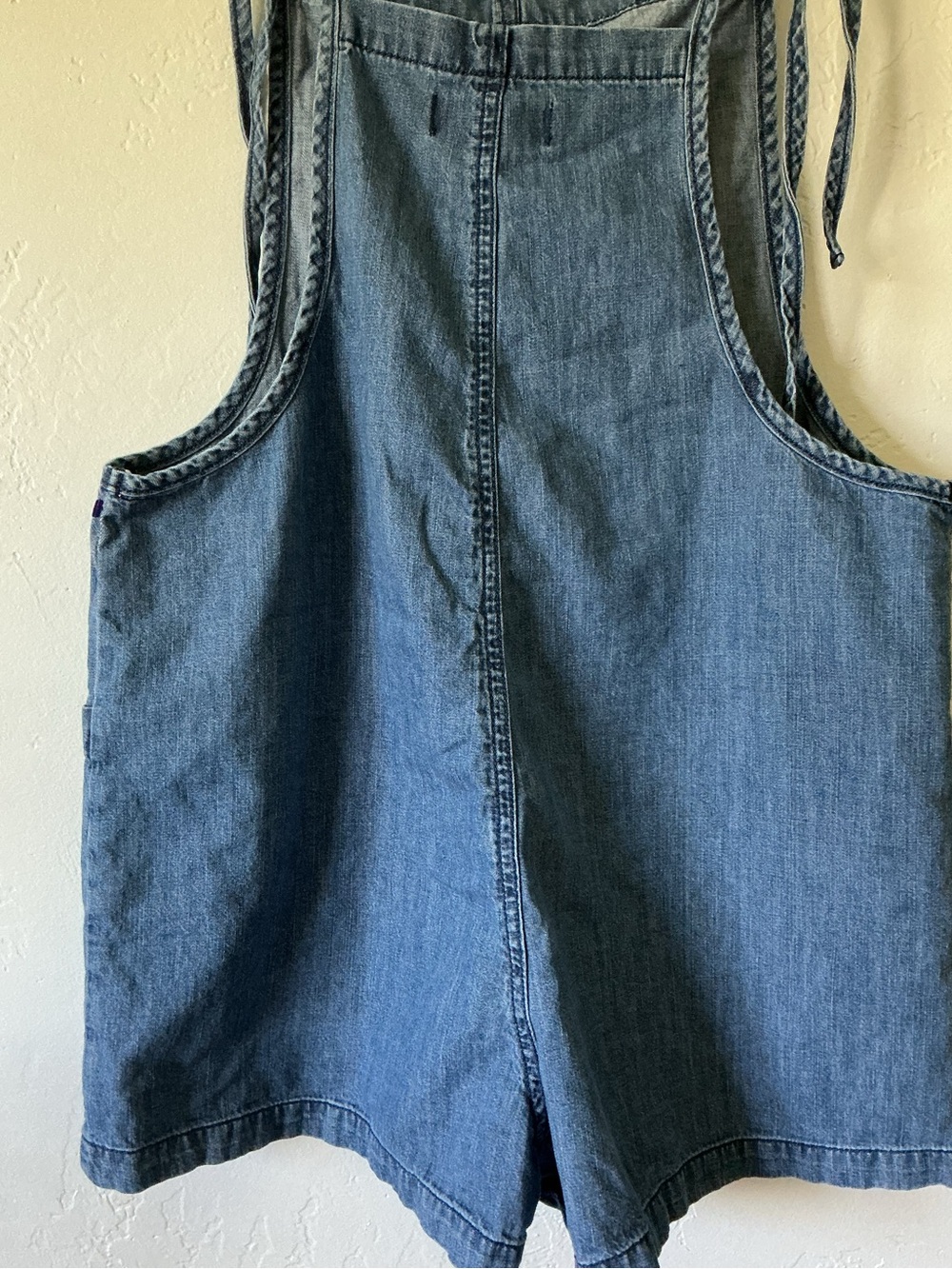 Vanilla Star Denim Tie-Strap Romper with Front Pockets - Picture 6 of 9
